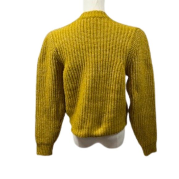 Antonio Melani Mustard Puff Sleeve Ribbed Sweater Women’s Wool Blend Medium - Picture 3 of 6
